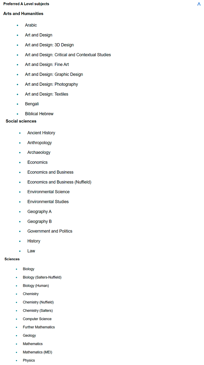 伦敦大学学院A-Level推荐选课清单