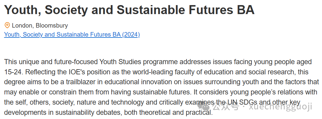  青年、社会和可持续未来BA专业介绍
